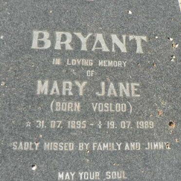 BRYANT Mary Jane nee VOSLOO 1895-1989