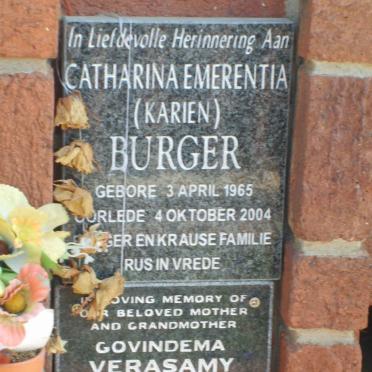 BURGER Catharina Emerentia 1965-2004 :: VERASAMY Govindema 1927-2007