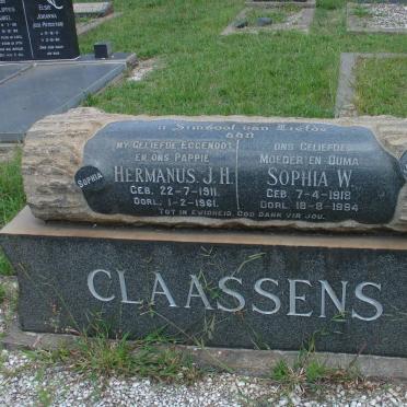 CLAASSENS Hermanus J.H. 1911-1961 &amp; Sophia W. 1918-1994