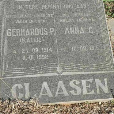 CLAASEN Gerhardus P. 1914-1992 &amp; Anna C. 1915-