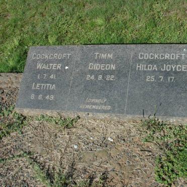 COCKCROFT Walter -1941 :: Hilda Joyce -1917 :: Letitia -1949 :: TIMM Gideon -1922