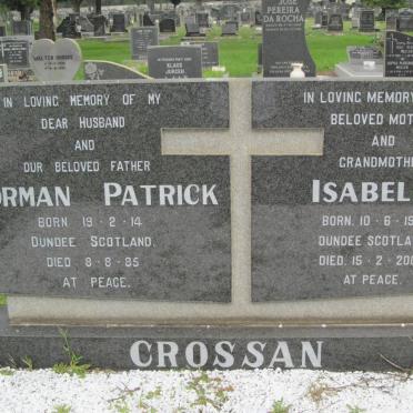 CROSSAN Norman Patrick 1914-1985 &amp; Isabella 1917-2003