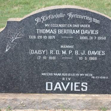 DAVIES Thomas Bertram 1871-1958 &amp; R.D.M.P.B.J. 1891-1968
