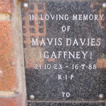 DAVIES Mavis nee GAFFNEY 1923-1988