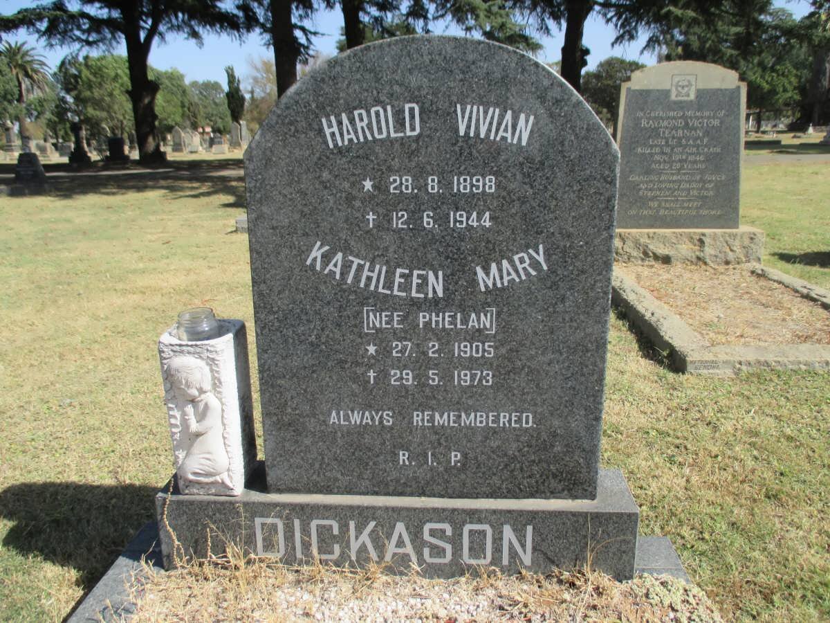 DICKASON Harold Vivian 1898-1944 &amp; Kathleen Mary PHELAN 1905-1973