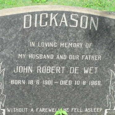 DICKASON John Robert De Wet 1901-1968