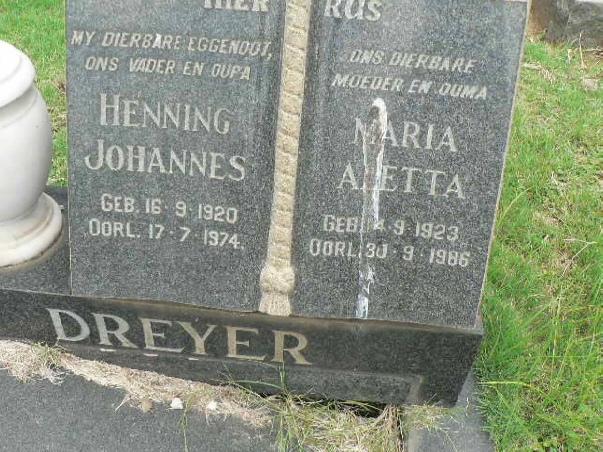 DREYER Henning Johannes 1920-1974 &amp; Maria Aletta 1923-1986