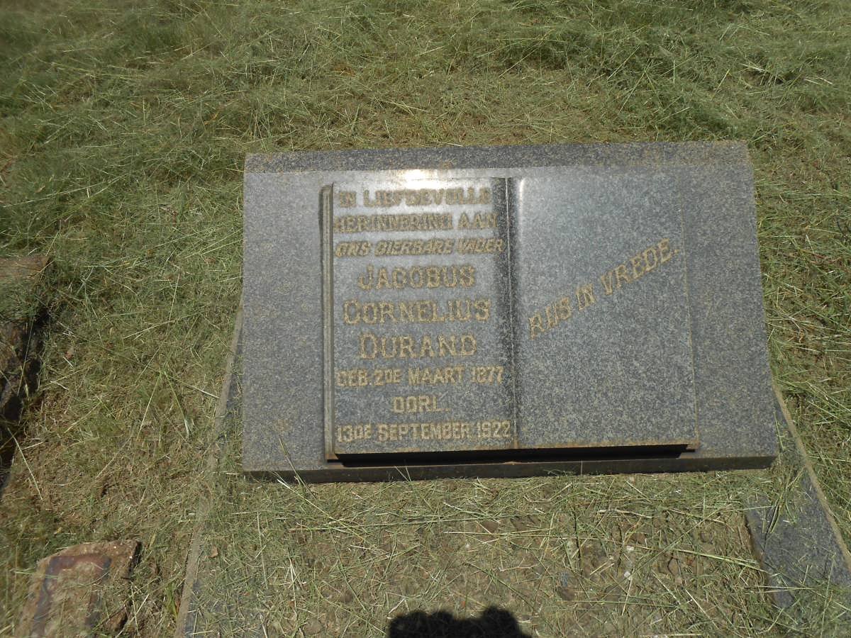 DURAND Jacobus Cornelius 1877-1922