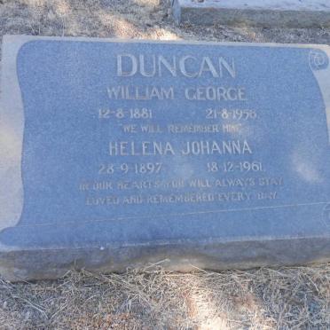 DUNCAN William George 1881-1956 &amp; Helena Johanna 1897-1961