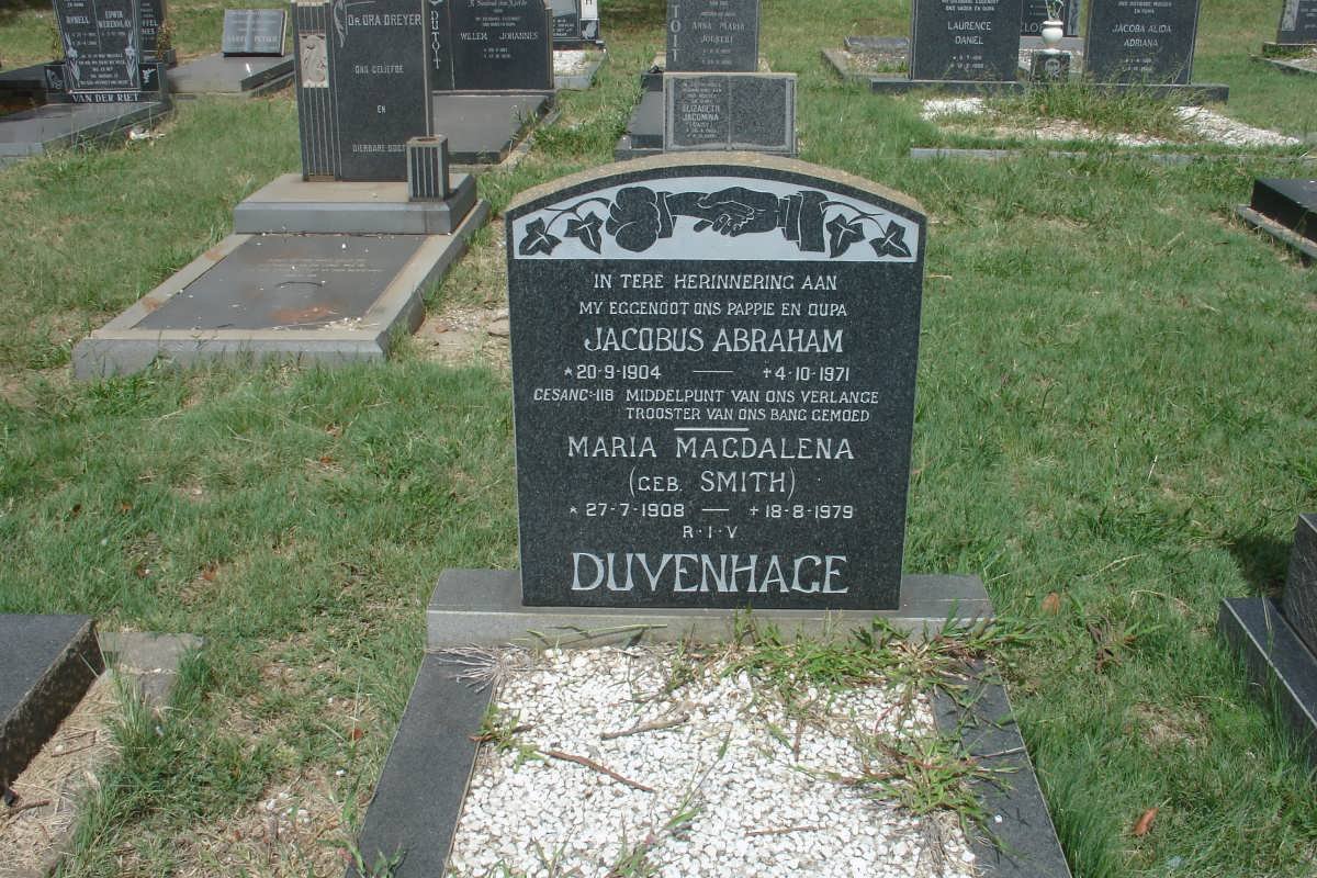 DUVENHAGE Jacobus Abraham 1904-1971 &amp; Maria Magdalena SMITH 1908-1979