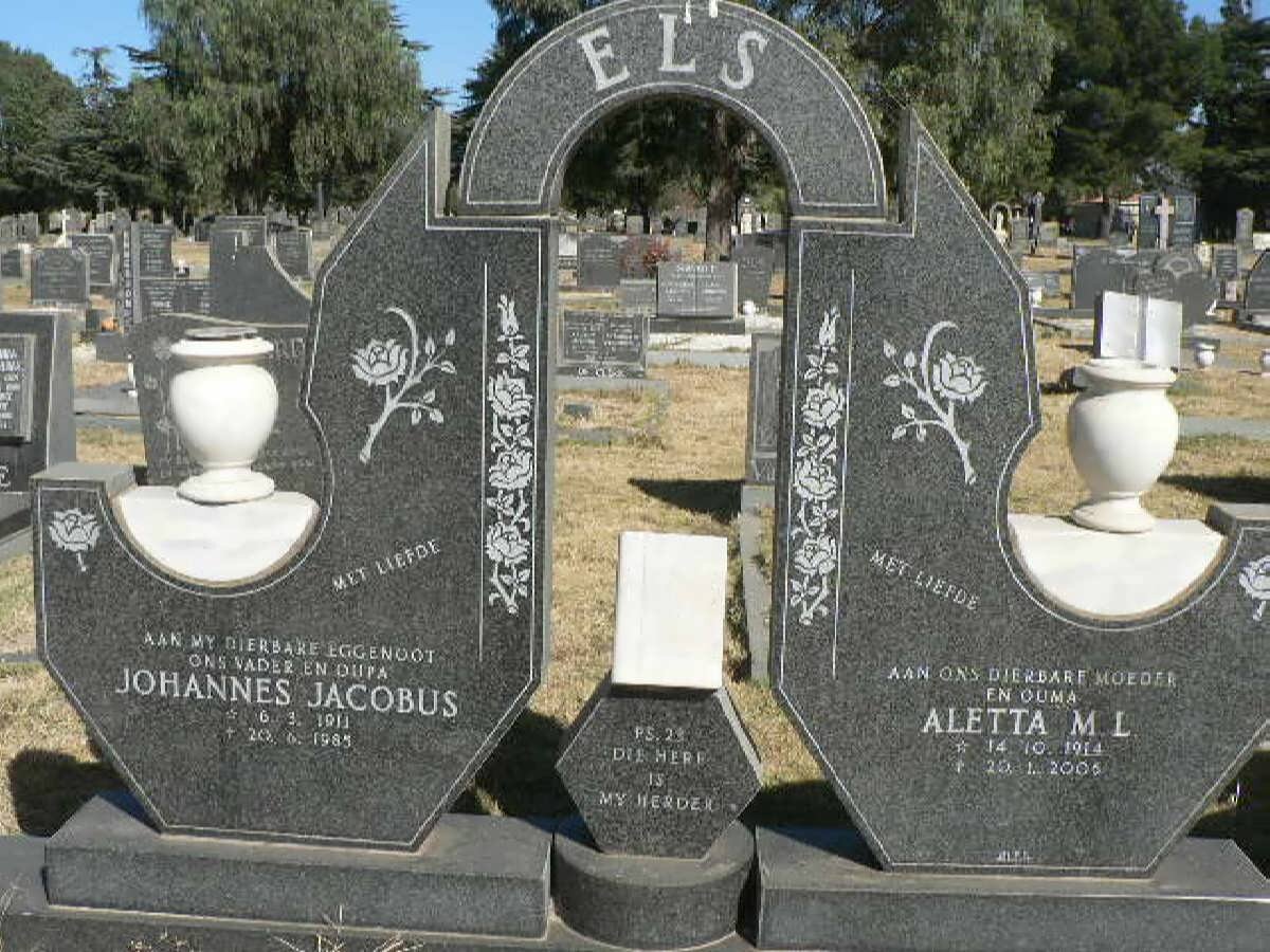 ELS Johannes Jacobus 1911-1985 &amp; Aletta M.L. 1914-2006
