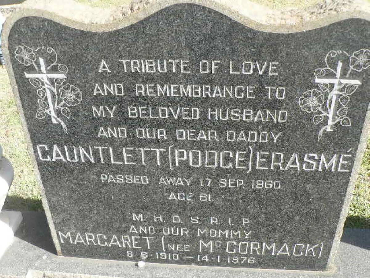 ERASMÉ Gauntlett -1960 &amp; Margaret McCORMACK 1910-1976