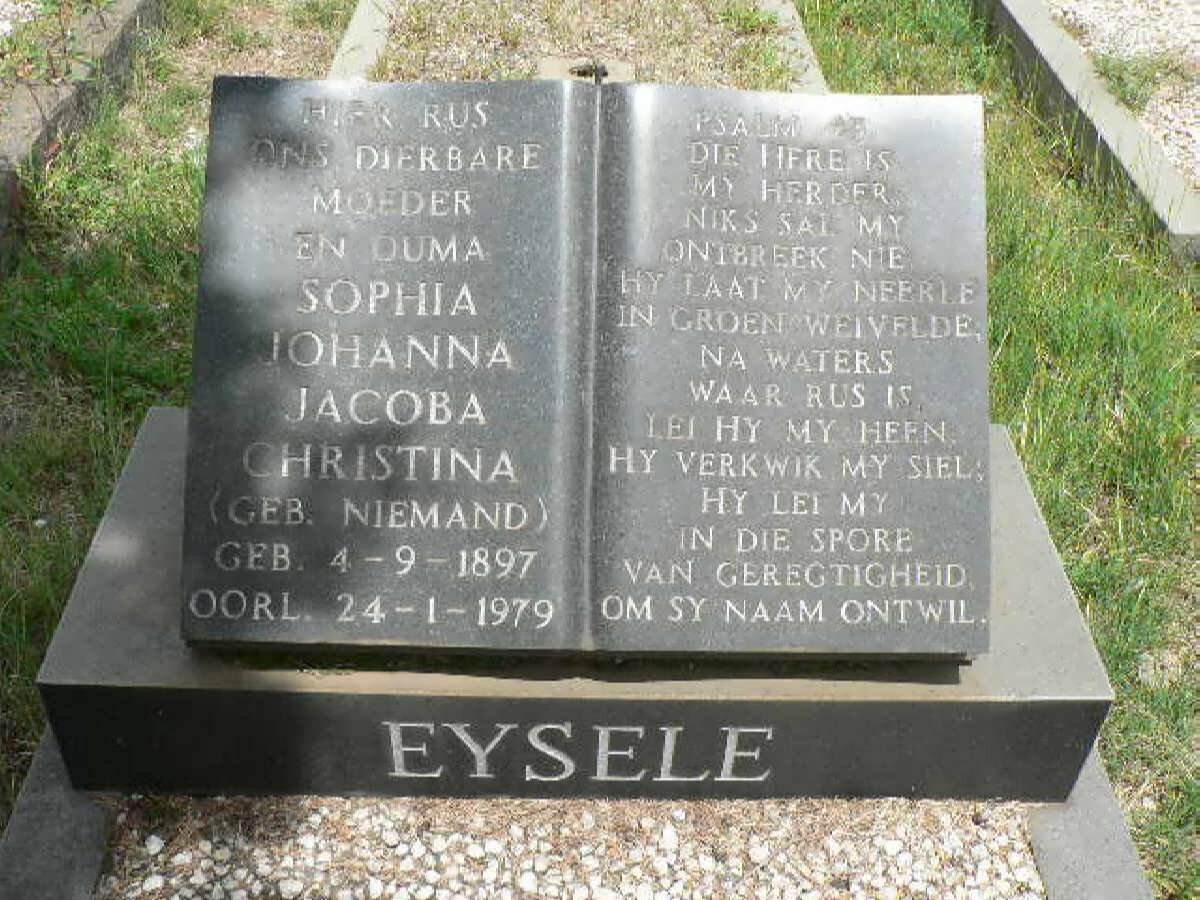 EYSELE Sophia Johanna Jacoba Christina nee NIEMAND 1897-1979