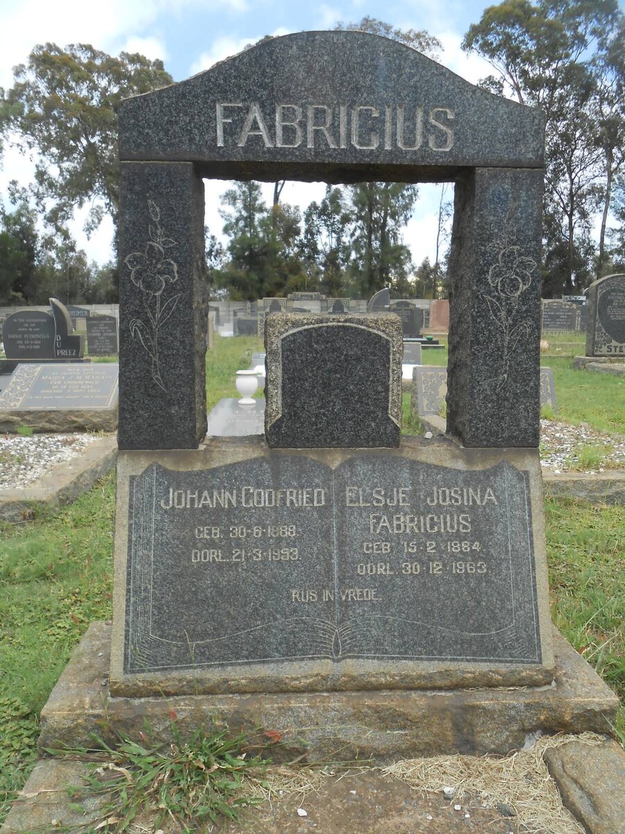 FABRICIUS Johann Godfried 1888-1953 &amp; Elsje Josina 1884-1963