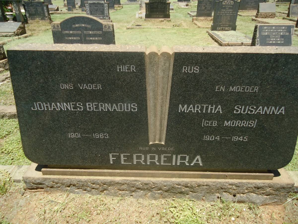 FERREIRA John Bernadus 1901-1963 &amp; Martha Susanna MORRIS 1904-1945