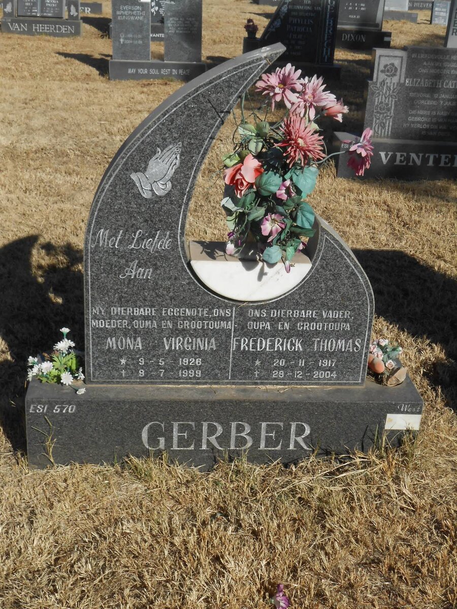 GERBER Frederick Thomas 1917-2004 &amp; Mona Virginia 1926-1999