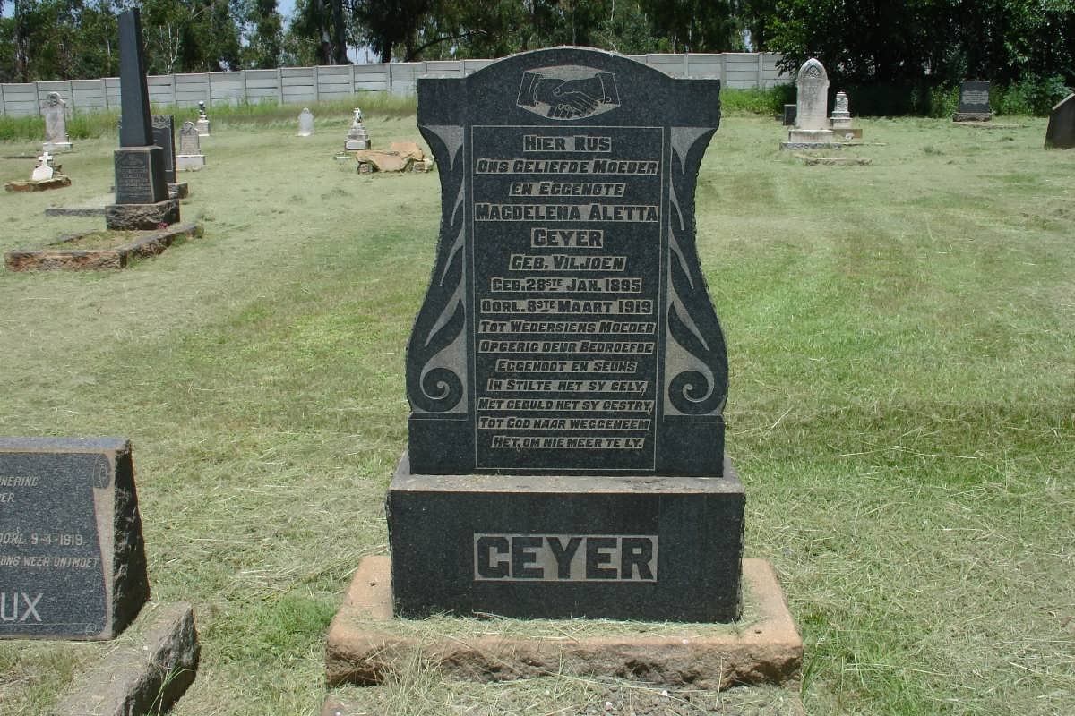 GEYER Magdelena Aletta nee VILJOEN 1895-1919
