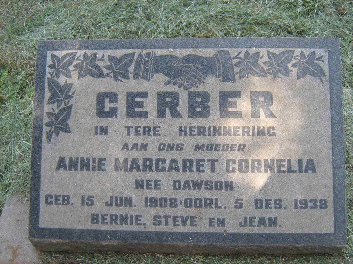 GERBER Annie Margaret Cornelia nee DAWSON 1908-1938