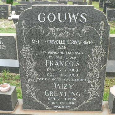 GOUWS Francois 1920-1969 &amp; Daizy Greyling 1926-1994