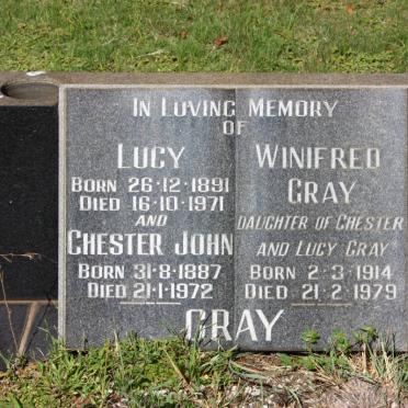 GRAY Chester John 1887-1972 &amp; Lucy 1891-1971 :: GRAY Winifred 1914-1979