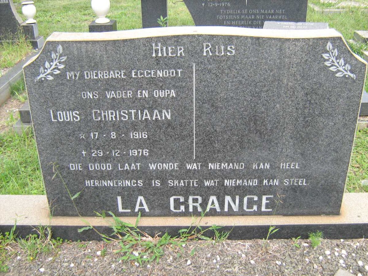 GRANGE Louis Christiaan, la 1916-1976