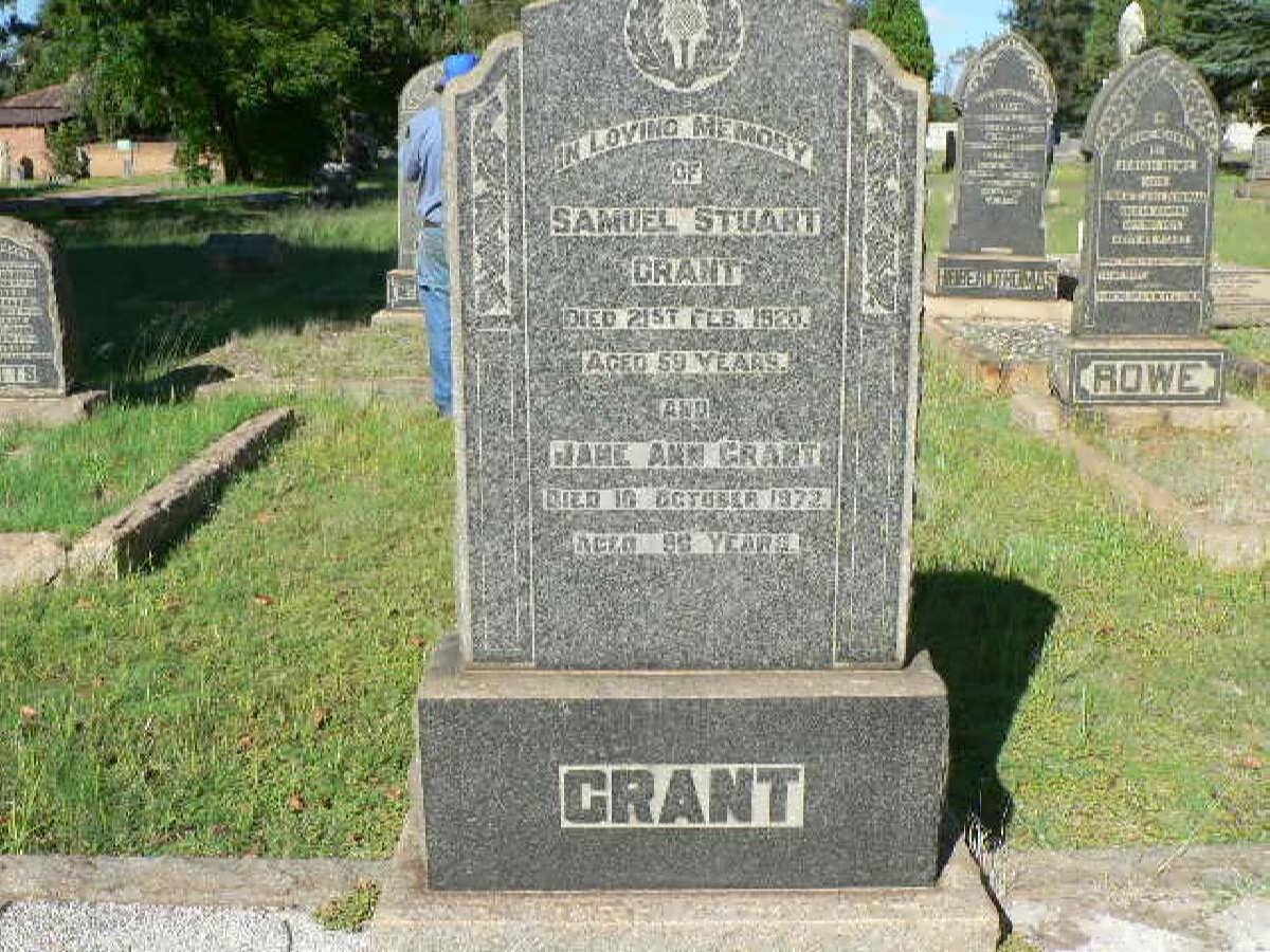 GRANT Samuel Stuart -1920 &amp; Jane Ann -1972