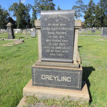 GREYLING Louisa Aletta nee HUGHES 1914-1933