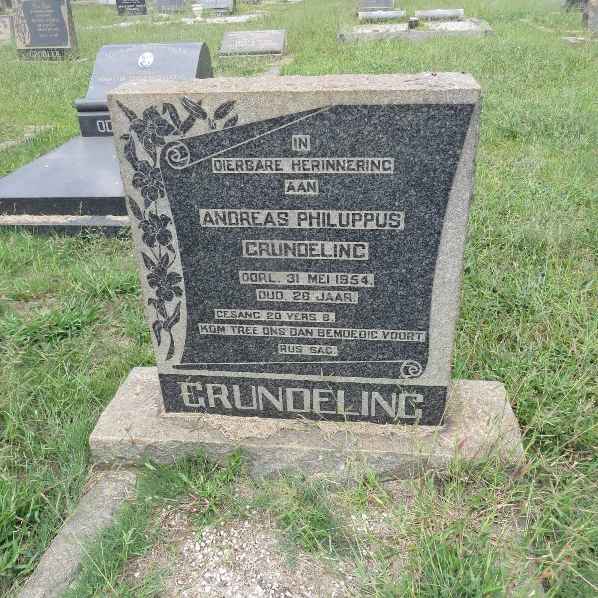 GRUNDELING Andreas Philuppus -1954