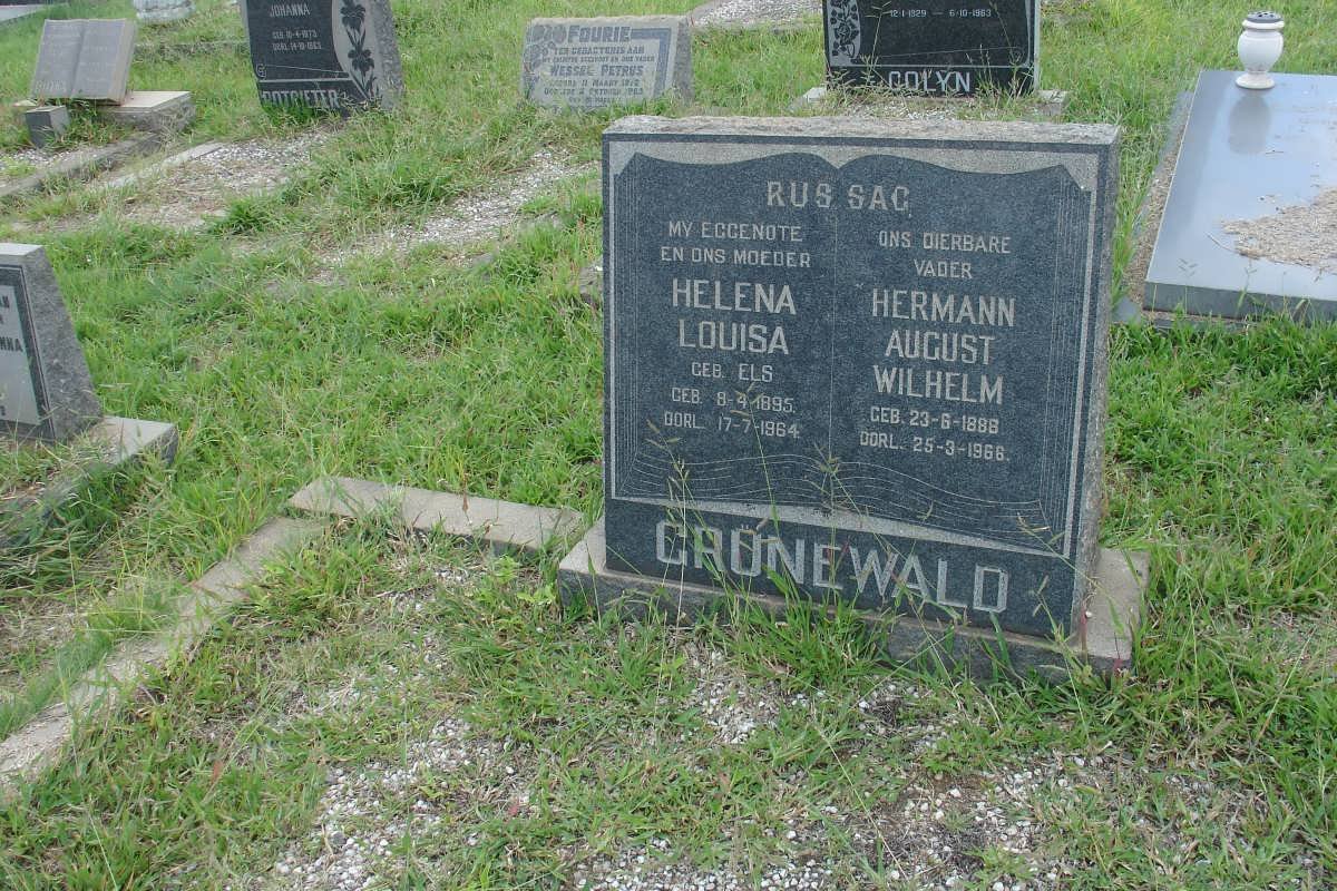 GRUNEWALD Hermann August Wilhelm 1886-1966 &amp; Helena Louisa ELS 1895-1964