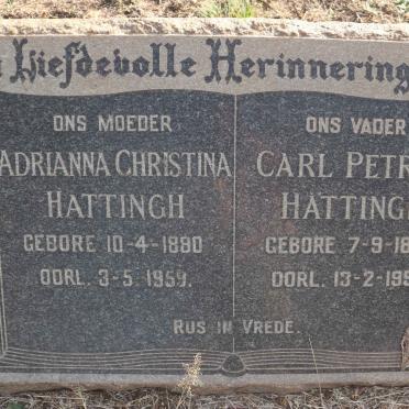 HATTINGH Carl Petrus 1873-1952 &amp; Adrianna Christina 1890-1959