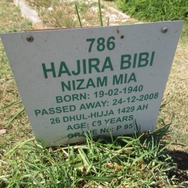 HAJIRA Bibi Nizam Mia 1940-2008