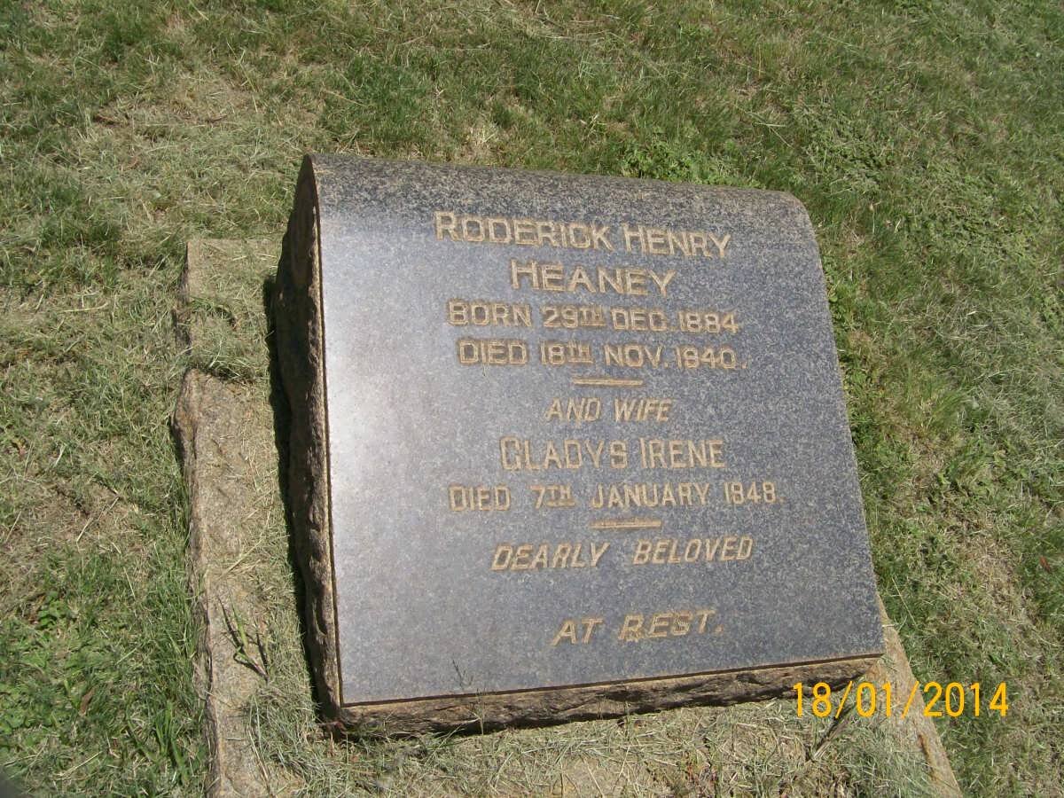 HEANEY Roderick Henry 1884-1940 &amp; Gladys Irene -1948