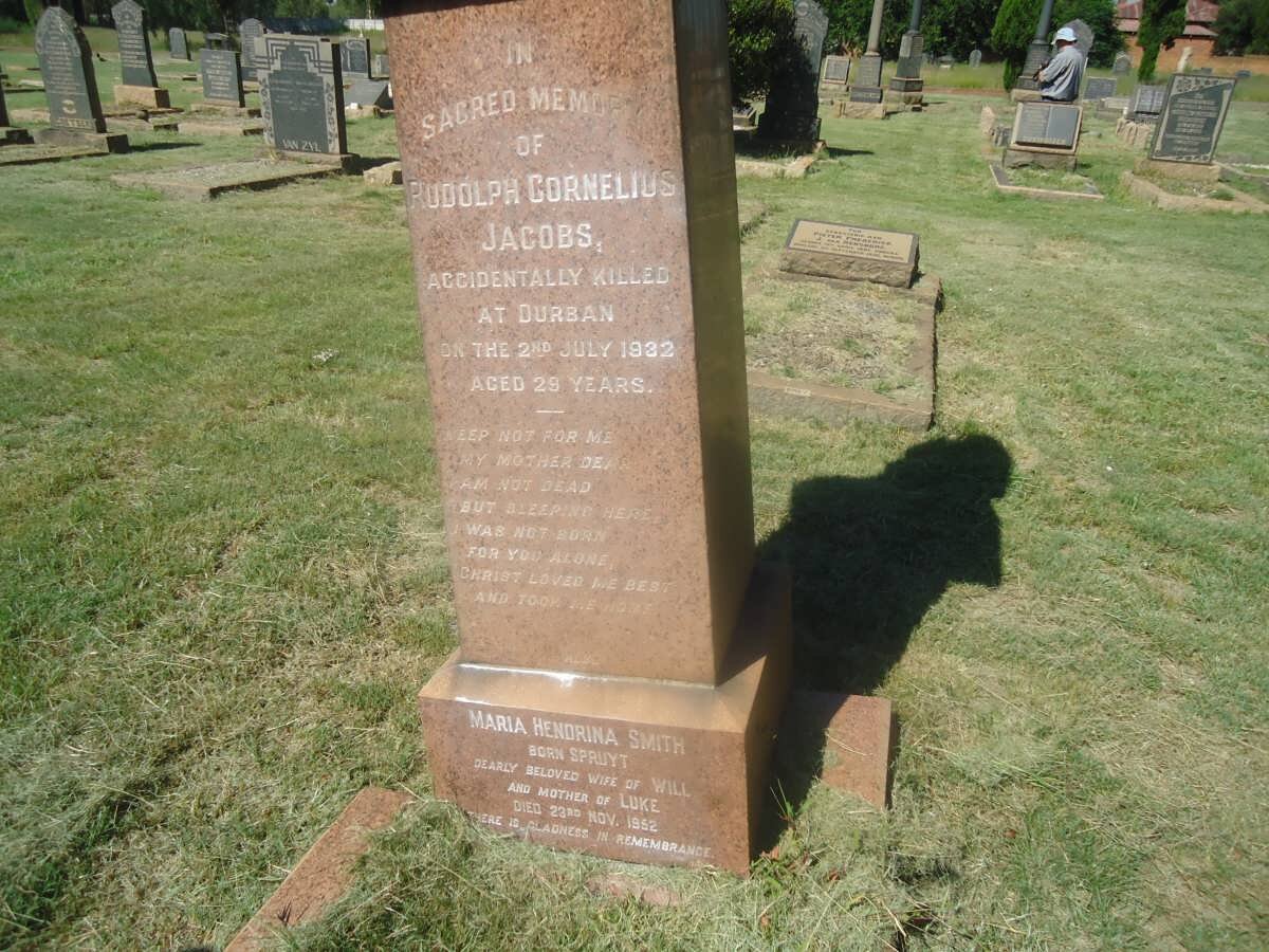 JACOBS Rudolph Cornelius -1932 :: SMITH Maria Hendrina nee SPRUYT -1952