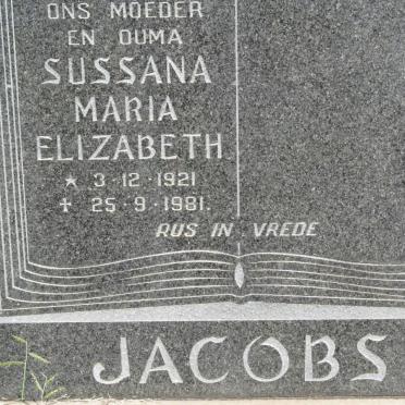 JACOBS Sussana Maria Elizabeth 1921-1981