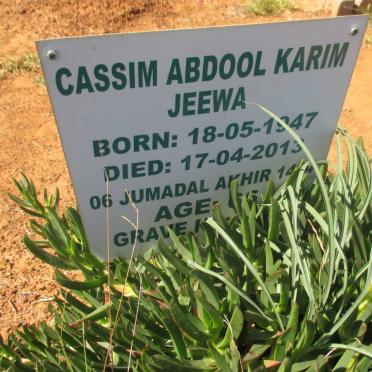 JEEWA Cassim Abdool Karim 1947-2013
