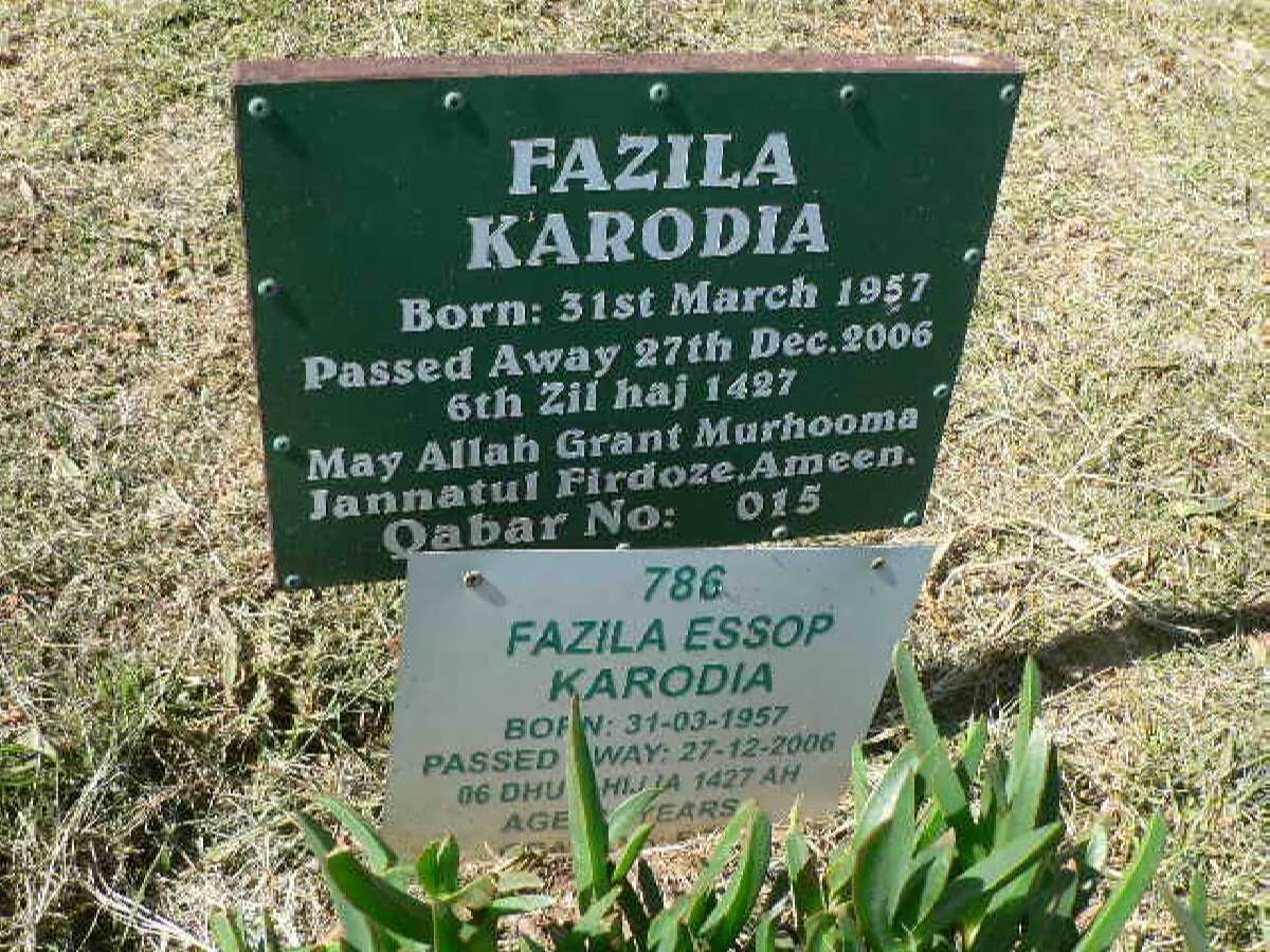 KARODIA Fazila Karodia 1957-2006