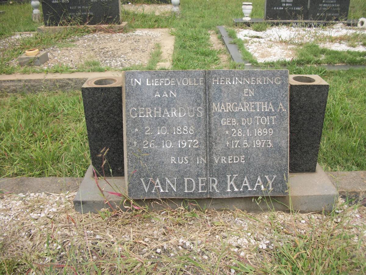 KAAY Gerhardus, van der 188-1972 &amp; Margaretha A. DU TOIT 1899-1973