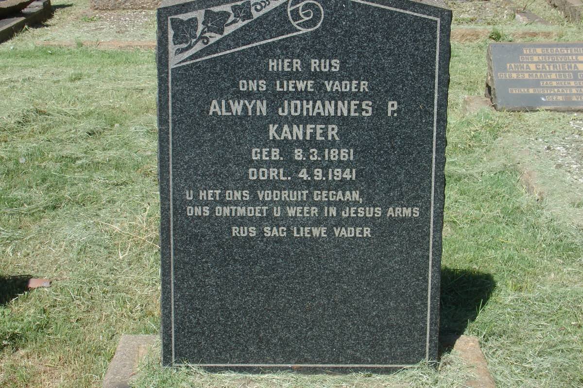 KANFER Alwyn Johannes P. 1861-1941