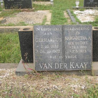 KAAY Gerhardus, van der 188-1972 &amp; Margaretha A. DU TOIT 1899-1973