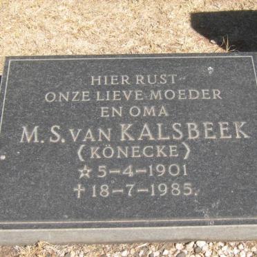 KALSBEEK M.S., van nee KÖNECKE 1901-1985