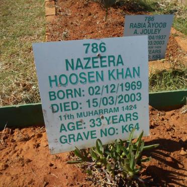 KHAN Nazeera Hoosen 1969-2003