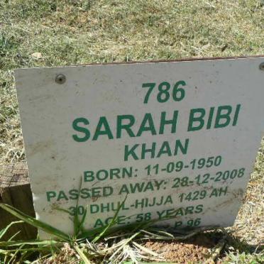 KHAN Sarah Bibi 1950-2008
