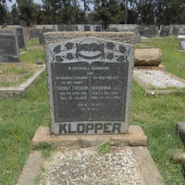 KLOPPER Rudolf Frederik 18?1-1953 &amp; Hendrina J.C. 1891-1960