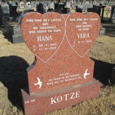 KOTZE Hans 1945-1999 &amp; Vera 1952-