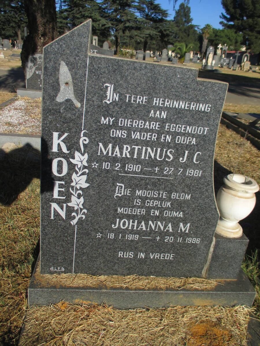 KOEN Martinus J.C. 1910-1981 &amp; Johanna M. 1919-1986