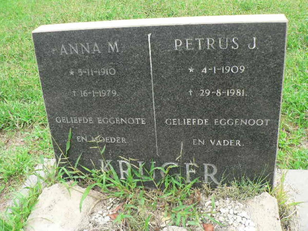 KRUGER Petrus J. 1909-1981 &amp; Anna M. 1910-1979