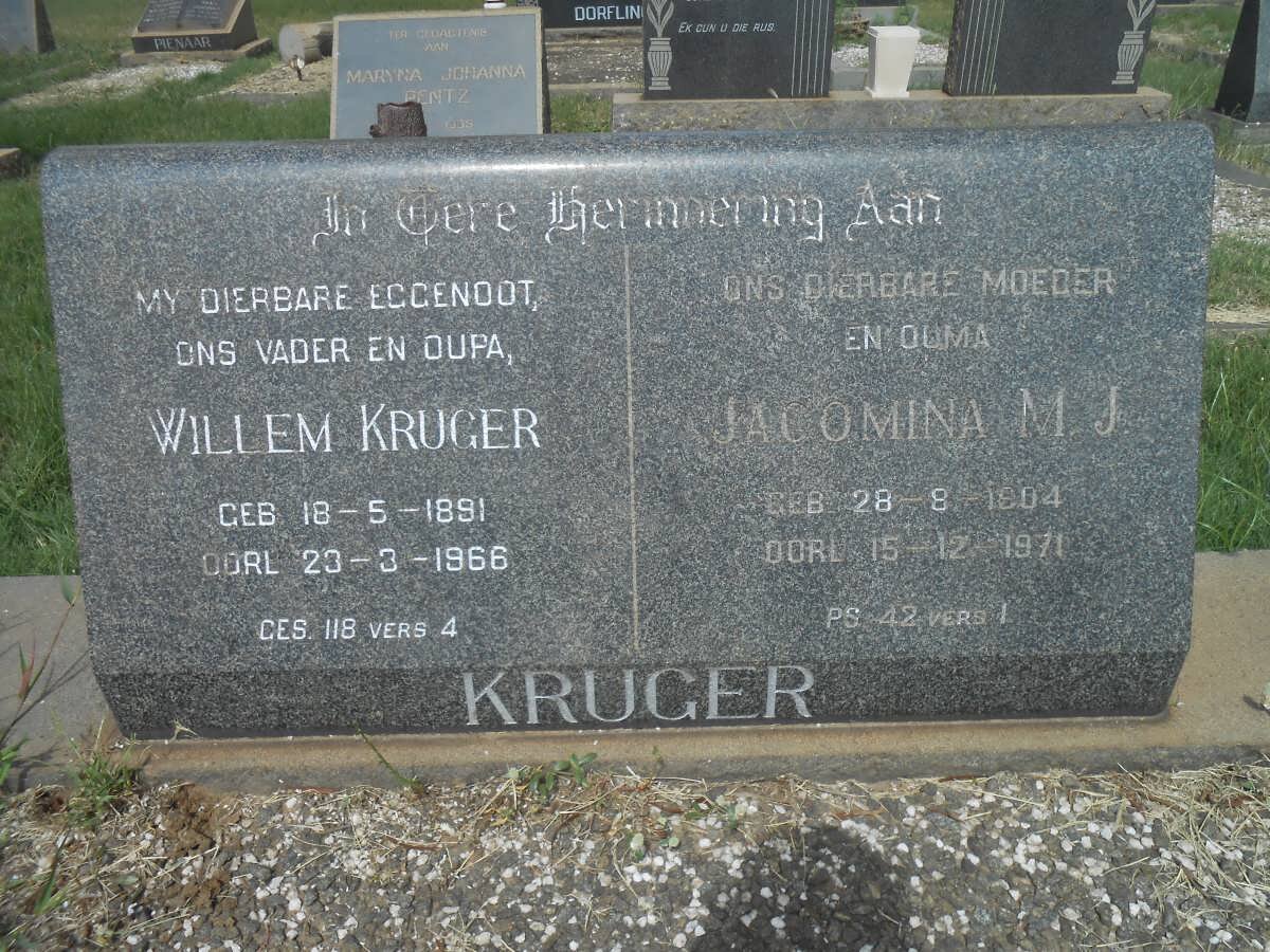 KRUGER Willem 1891-1966 &amp; Jacomina M.J. 1904-1971