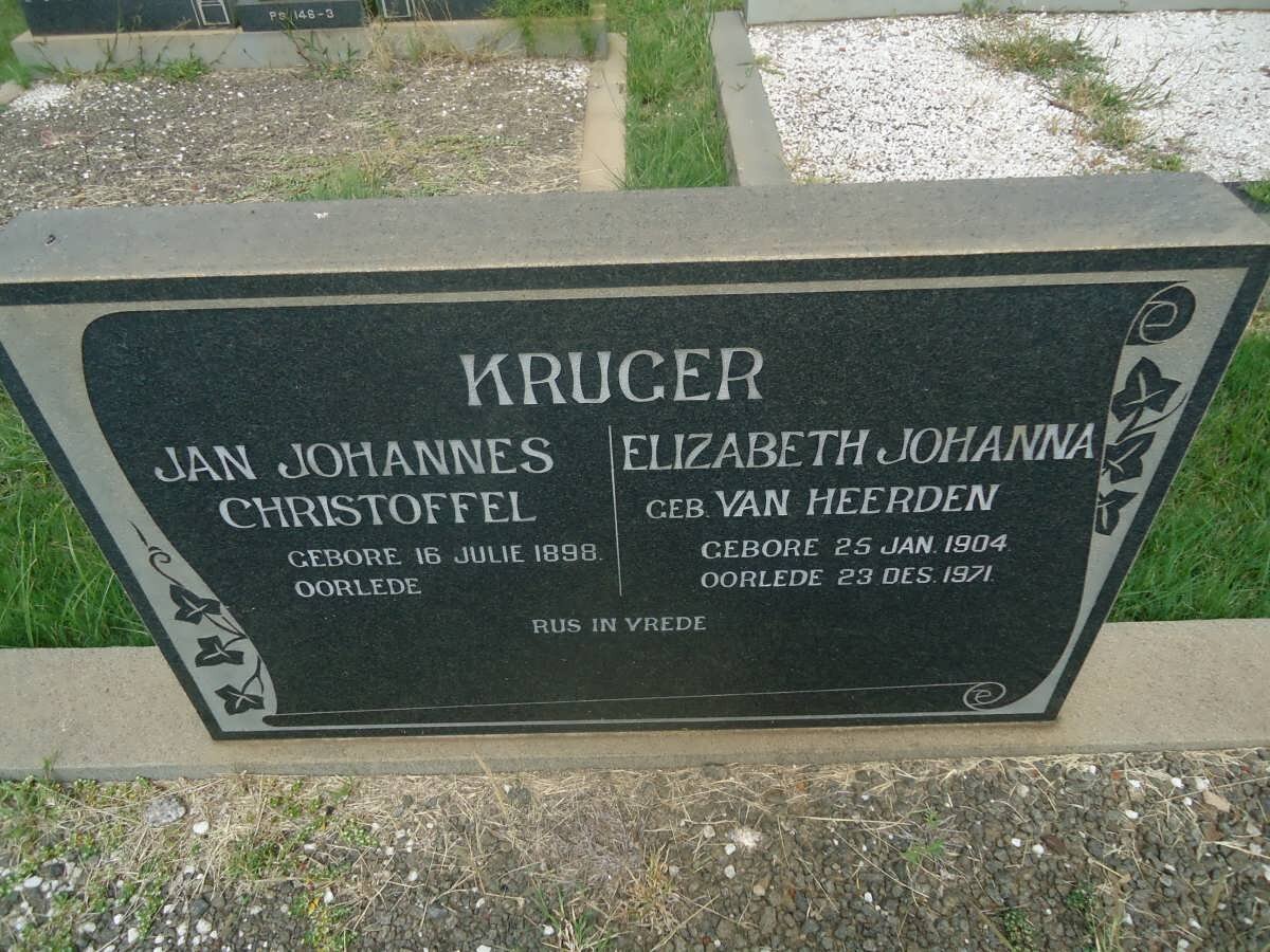 KRUGER Jan Johannes Christoffel 1898- &amp; Elizabeth Johanna VAN HEERDEN 1904-1971