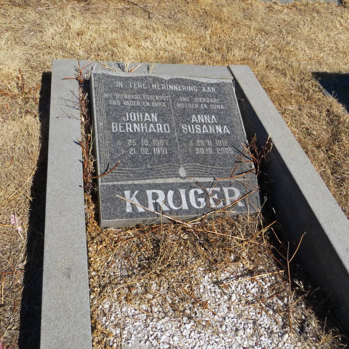 KRUGER Johan Bernhard 1907-1991 &amp; Anna Susanna 1912-2005
