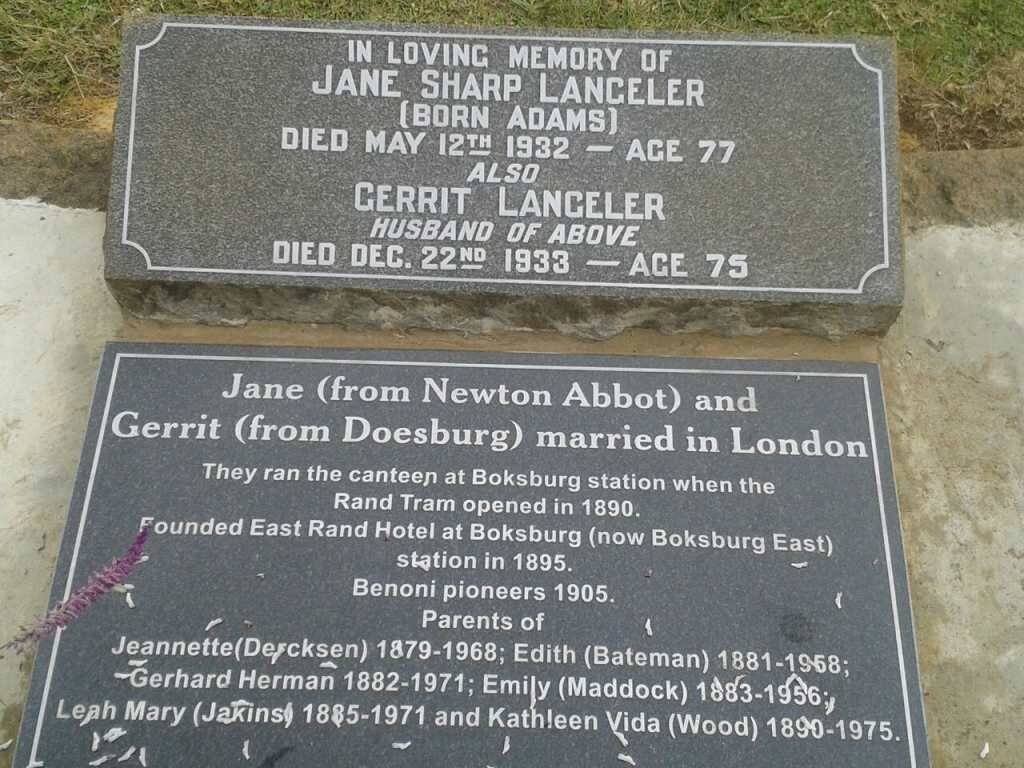 LANGELER Gerrit -1933 &amp; Jane Sharp ADAMS -1932